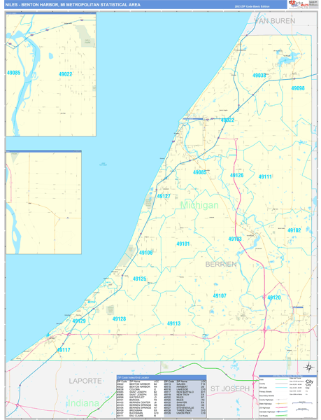 Niles-Benton Harbor Metro Area Wall Map